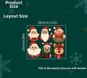 Detailed sheet of Santa Claus and reindeer Christmas stickers measuring 29cm by 25cm