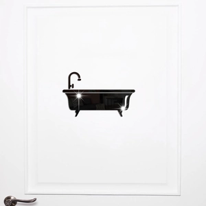 Modern black acrylic mirror wall sticker in bathtub shape for bathroom decoration