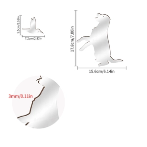 3mm thick acrylic mirror dog and birds wall stickers for living room home decor