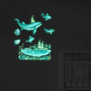 Luminous underwater world stickers glowing in the dark for nursery decor and kids bedroom