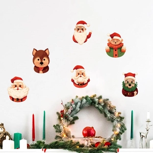 Christmas Santa Claus Cartoon Animal Window Stickers Waterproof PVC Static Cling Wall Decals For Holiday Party Home Decor