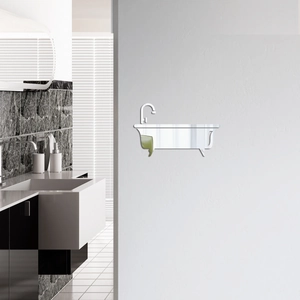 Modern acrylic mirror wall sticker featuring a creative bathtub silhouette for bathroom decor