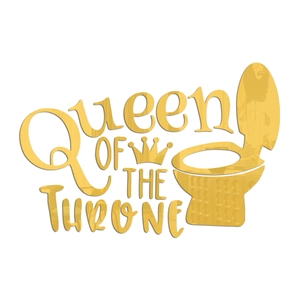 Detail of golden acrylic mirror wall sticker with Queen of the Throne lettering