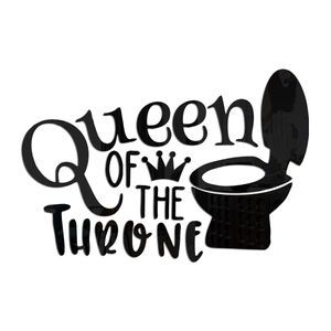 Mirror acrylic toilet wall sticker with Queen of the Throne lettering and crown icon