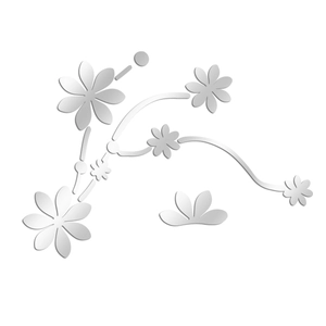 Détail de stickers muraux fleurs en acrylique miroir argenté avec motif de vigne