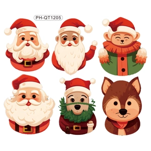 Set of 6 cartoon Santa Claus and animal wall stickers for Christmas party decoration