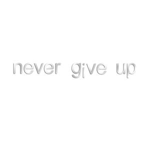 Detail showing 3D silver mirror effect wall stickers with Never Give Up lettering