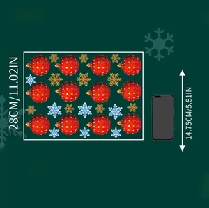 Adesivi murali natalizi con palline rosse e fiocchi di neve con scala dimensionale