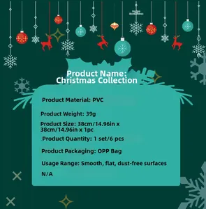 Detailed product parameters of 6pcs PVC Christmas Santa stickers with dimensions and weight