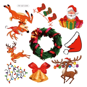 Festive Christmas wall stickers set with Santa, reindeer, and wreaths for holiday decor