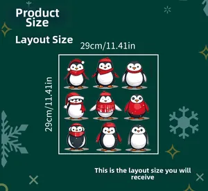 Detailansicht der 29cm Pinguin Weihnachts-Wandsticker mit neun festlichen Motiven