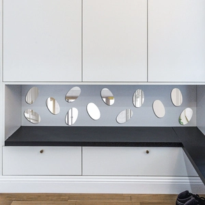 Set of 12 oval mirror acrylic wall stickers for modern DIY living room home decor