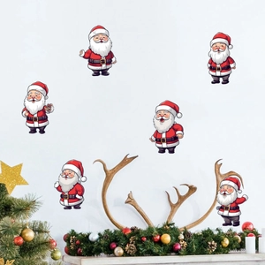 Cartoon Santa Claus Christmas Wall Stickers PVC Waterproof Window Decals For Home Festive Party Decor Cute DIY Stickers