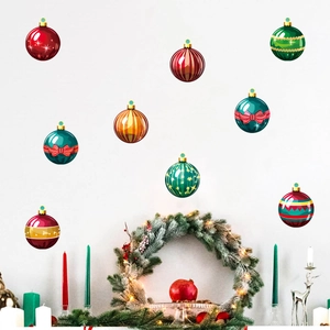 Christmas ball wall decals featuring festive patterns on a clean white background