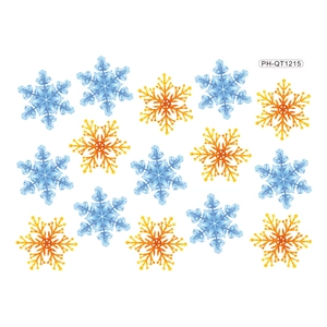 PH-QT1215 Christmas snowflake window stickers in blue and gold glitter for wall decor