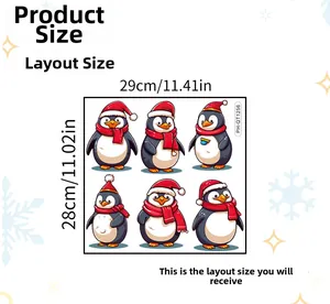 Détails du pack de stickers pingouins de Noël 28x29cm avec bonnets et écharpes