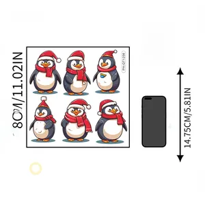 Comparaison de taille des autocollants pingouins de Noël avec référence de téléphone
