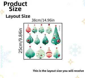 Detail of Nordic Christmas tree wall stickers showing 38x25cm layout dimensions