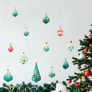 Modern Abstract Christmas Tree Wall Stickers PVC Removable DIY Geometric Pattern Wall Decals For Home Holiday Decoration