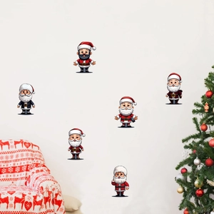 6-piece set of cartoon Santa Claus wall stickers for festive Christmas home decoration