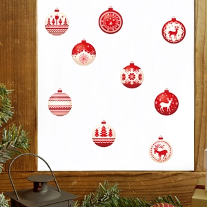 Set mit 9 festlichen Weihnachts-Fensteraufklebern mit Rentier- und Schneeflockenmustern
