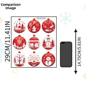 Size guide for Christmas wall stickers showing 29cm height compared to a mobile phone