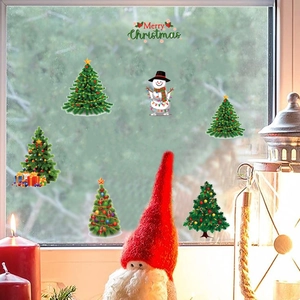 Christmas tree wall stickers and snowman decals for festive holiday window decoration