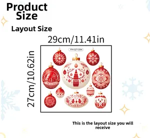 Détail de stickers muraux de Noël avec boules festives rouges et blanches et rennes