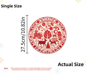 Guida alle taglie dell'adesivo natalizio rosso da 27,5cm con renne e foresta
