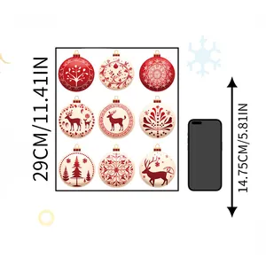 Detailed size comparison of 29cm Christmas stickers with reindeer and tree patterns