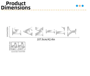 Detailed dimension guide for 1mm silver acrylic mirror Family wall decal with butterflies