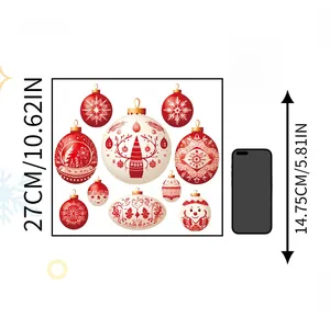 Comparaison de taille du sticker de Noël montrant les dimensions de 27cm avec un téléphone