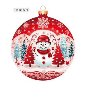 Christmas wall sticker with cute cartoon snowman and pine trees holiday decor PH-QT1278
