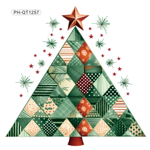 Sticker mural sapin de Noël géométrique créatif avec motifs rétro et étoile