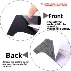 Detailed three-layer structure showing acrylic mirror wall sticker with adhesive backing