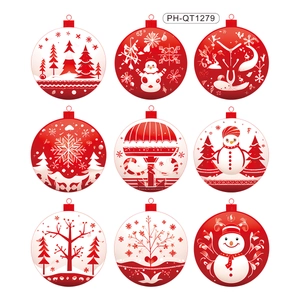 Set of 9 Christmas decorative balls with snowman and tree patterns for holiday wall decor