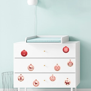 Christmas wall stickers with red and white reindeer ornaments for home holiday decor
