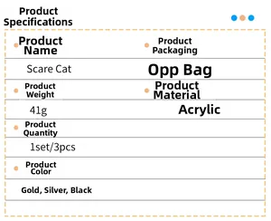 Tableau de spécifications pour stickers muraux chat en acrylique avec détails techniques