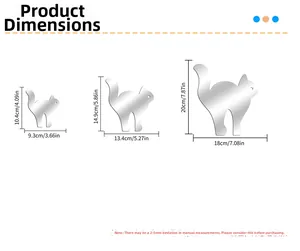Tableau des dimensions détaillées pour petits, moyens et grands stickers muraux chat
