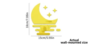 Detailansicht goldene Acryl Mond und Sterne Wandtattoo mit 18x15cm Größenangaben