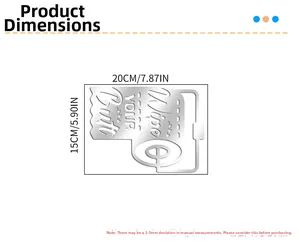 Detailed dimension guide for silver acrylic bathroom wall sticker with funny text