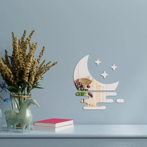 3D Spiegel Acryl Wandaufkleber mit Mond und Sternen für moderne Raum Wanddekorationen