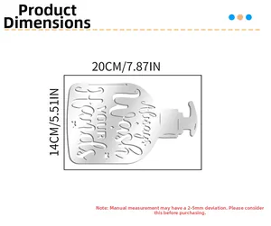 Size chart for 20x14cm acrylic bathroom mirror wall sticker with wash hands lettering