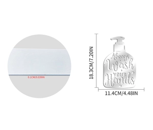 Detail showing 1mm thickness and dimensions of the acrylic mirror wall sticker