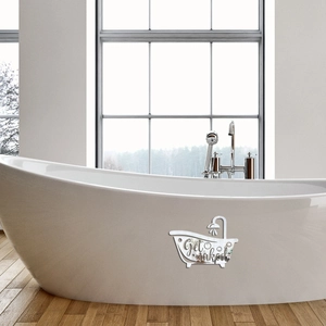 Mirror acrylic 'Get naked' wall sticker bathtub silhouette for bathroom decoration