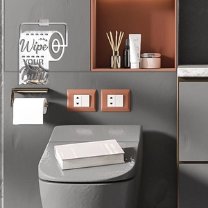 Modern silver acrylic bathroom mirror wall sticker with Wipe Your Butt slogan design