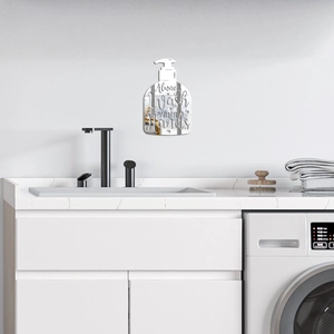 Acrylic Mirror Wall Sticker Hand Sanitizer Bottle Shape Always Wash Your Hands Sign Decor For Bathroom Kitchen Washroom
