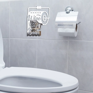 Humorous Wipe Your Butt Acrylic Mirror Wall Sticker Toilet Paper Roll Shape Waterproof Decor For Bathroom Restroom