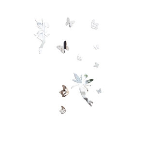 Detail view of 3D mirror fairy and butterfly acrylic wall stickers for home decoration