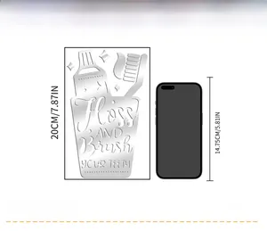 Detailed size comparison of toothbrush mirror wall sticker with phone silhouette